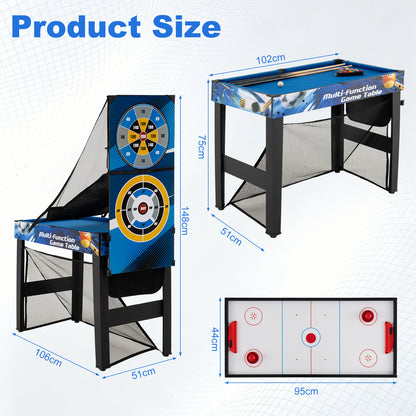 10-in-1 Combo Game Table Set with Storage Bag and Accessories-Blue