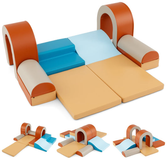 10-Piece Foam Climbing Blocks for Crawling Climbing and Sliding-Coffee