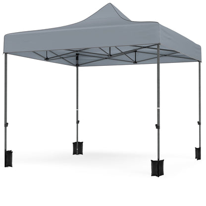 10 x 10 Feet Pop up Canopy Tent with 4 Removable Sidewalls-Grey