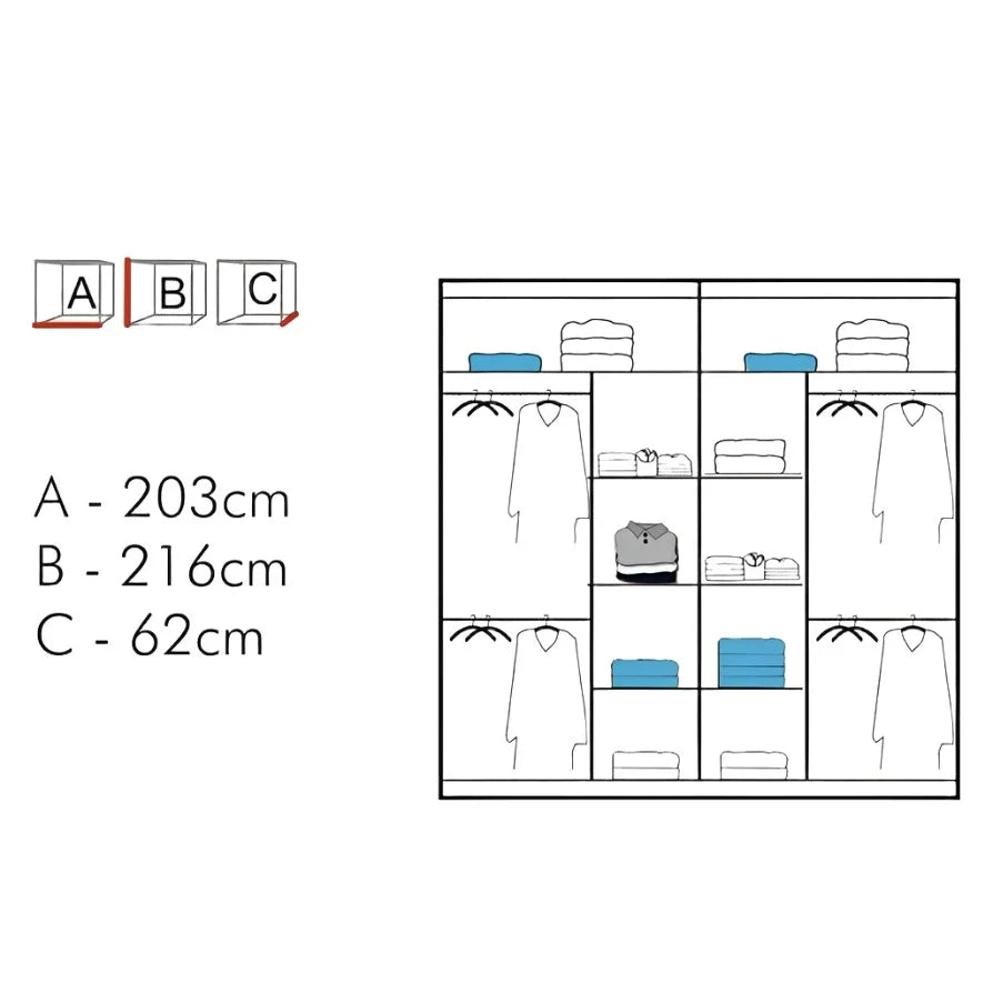 Chicago Sliding Door Wardrobe - White, Black, Oak, Walnut, Wenge, Grey