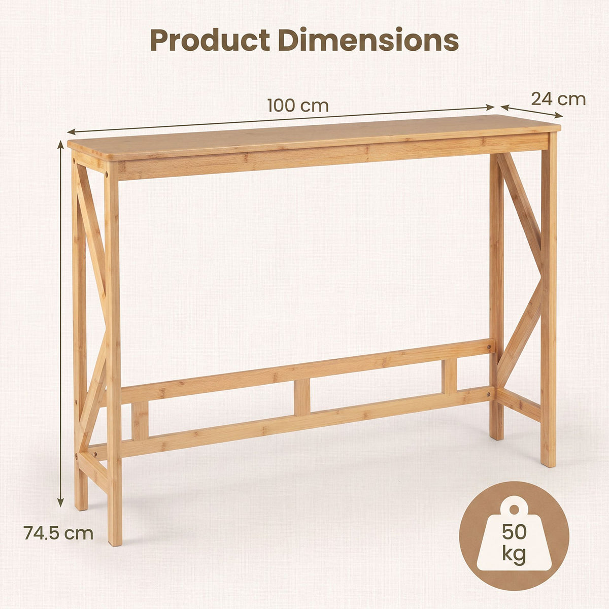 100 cm Bamboo Console Table for Narrow Entryway-Natural
