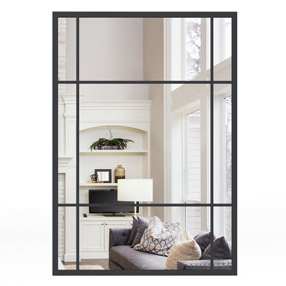 100 cm x 70 cm Wall Mounted Mirror Metal Framed Hanging Mirror for Living Room-Black