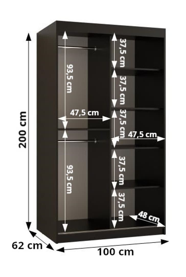 Parma II Sliding Door Wardrobe 100cm