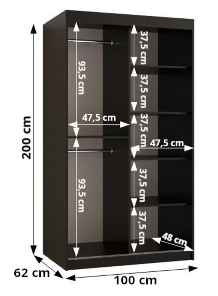 Parma Sliding Door Wardrobe 100cm