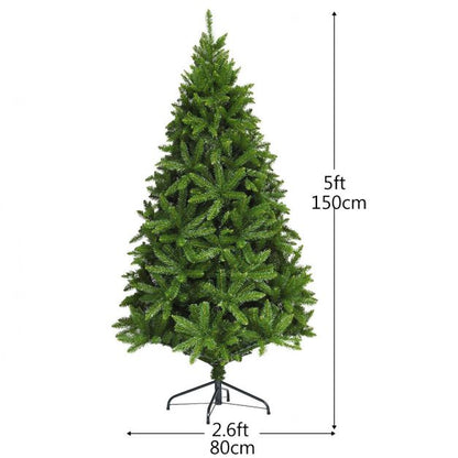 5 Feet Artificial Fir Christmas Tree with LED Lights and 600 Branch Tips
