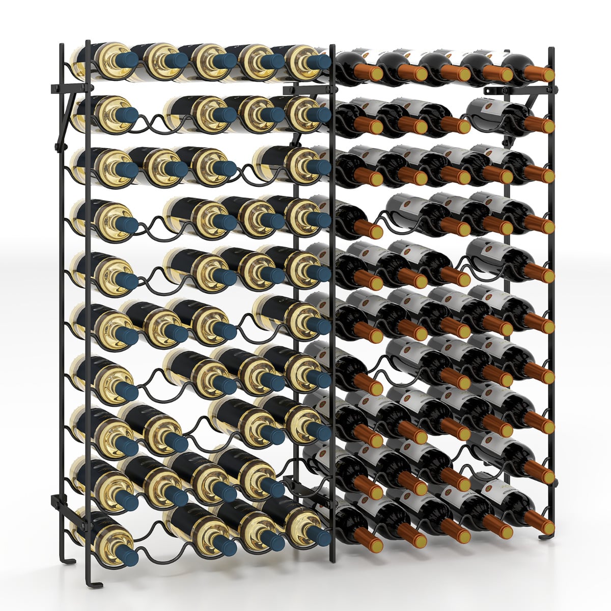 100-Bottle Large Wine Rack Holder with Wall-Anchored Design