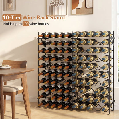 100-Bottle Large Wine Rack Holder with Wall-Anchored Design