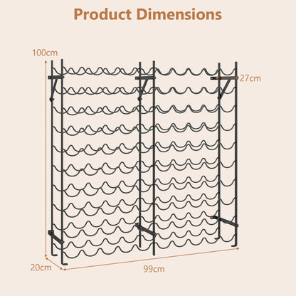 100-Bottle Large Wine Rack Holder with Wall-Anchored Design
