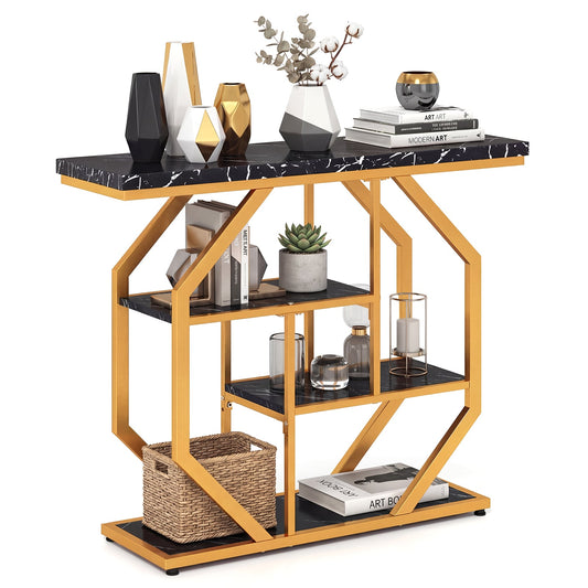 100CM 4-Tier Modern Entryway Table in Black and Gold