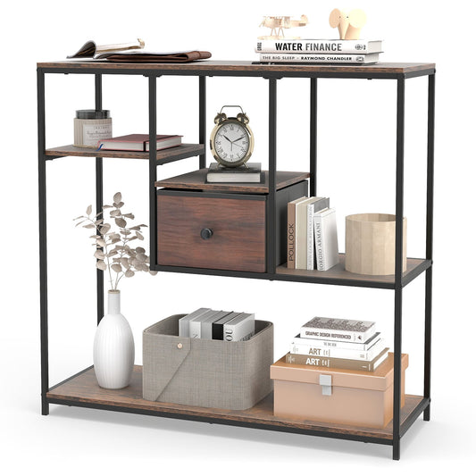 100CM Console Table in Rustic Brown