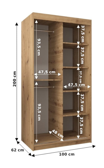 York I Sliding Door Wardrobe 100cm