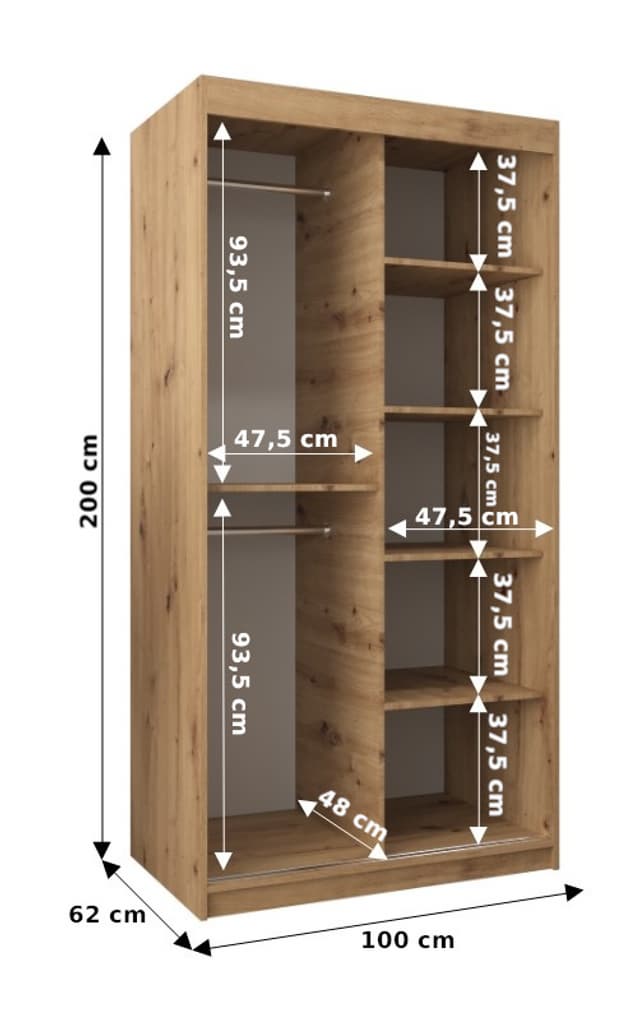 Madrid Sliding Door Wardrobe 100cm