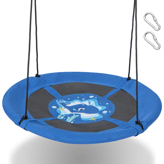 104 cm Saucer Tree Swing with 600D Oxford Fabric-Black