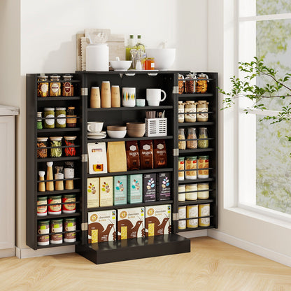 104cm Tall Kitchen Pantry Storage Cabinet with Doors and Adjustable Shelves-Black