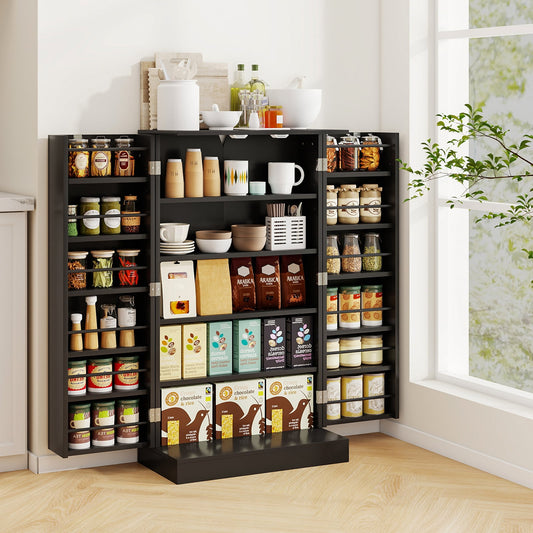 104cm Tall Kitchen Pantry Storage Cabinet with Doors and Adjustable Shelves-Black