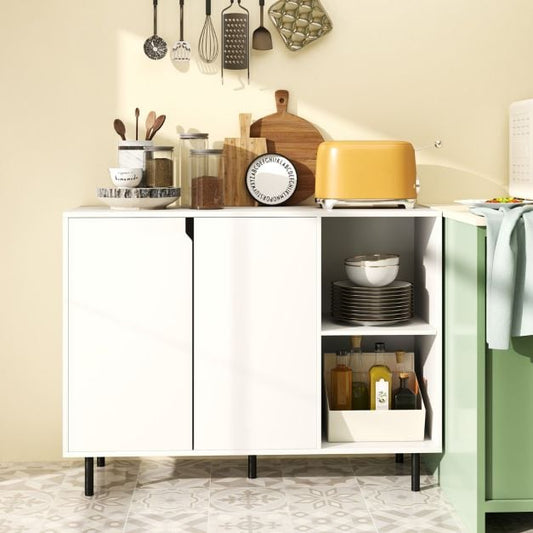 106cm Sideboard Buffet Cabinet with 2 Doors and Adjustable Shelves-White
