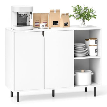 106cm Sideboard Buffet Cabinet with 2 Doors and Adjustable Shelves-White