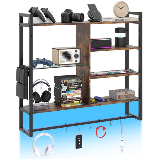 107 CM Gaming Floating Shelves in Black