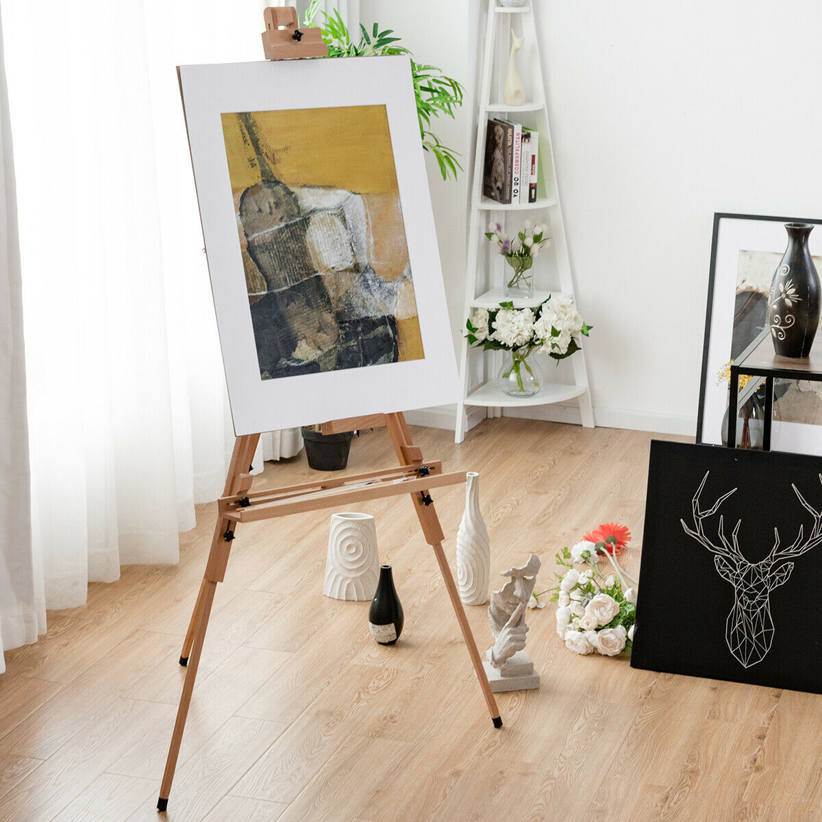 Wooden Easel Adjustable Height Display Beech Artist Painting