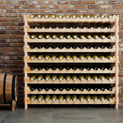 108 Bottles Wine Rack 9-Tier Stackable Wine Storage Stand-Natural