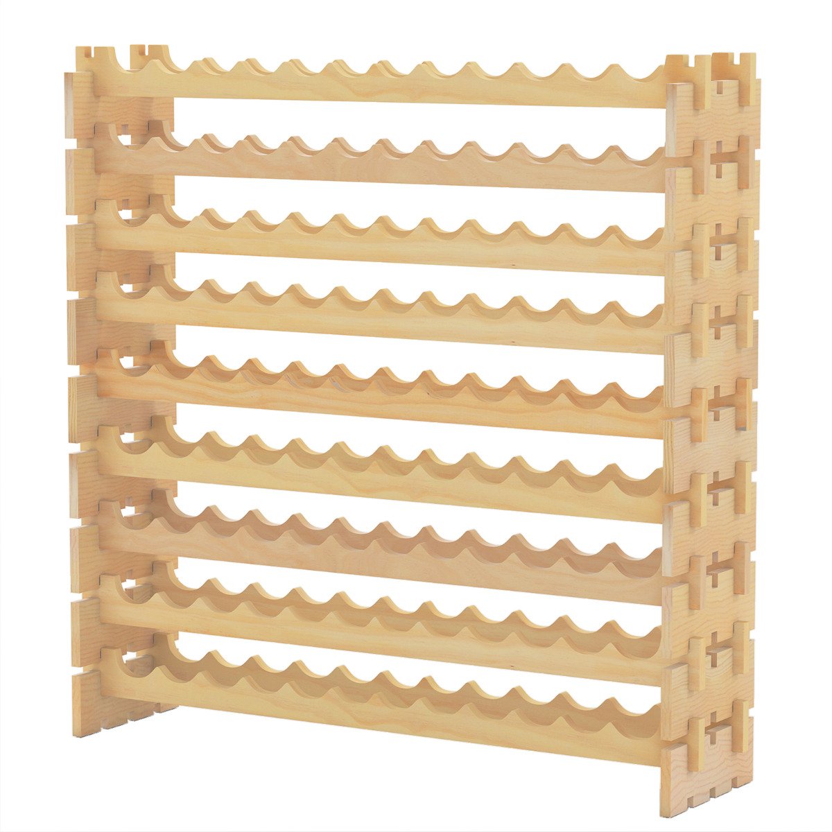 108 Bottles Wine Rack 9-Tier Stackable Wine Storage Stand-Natural