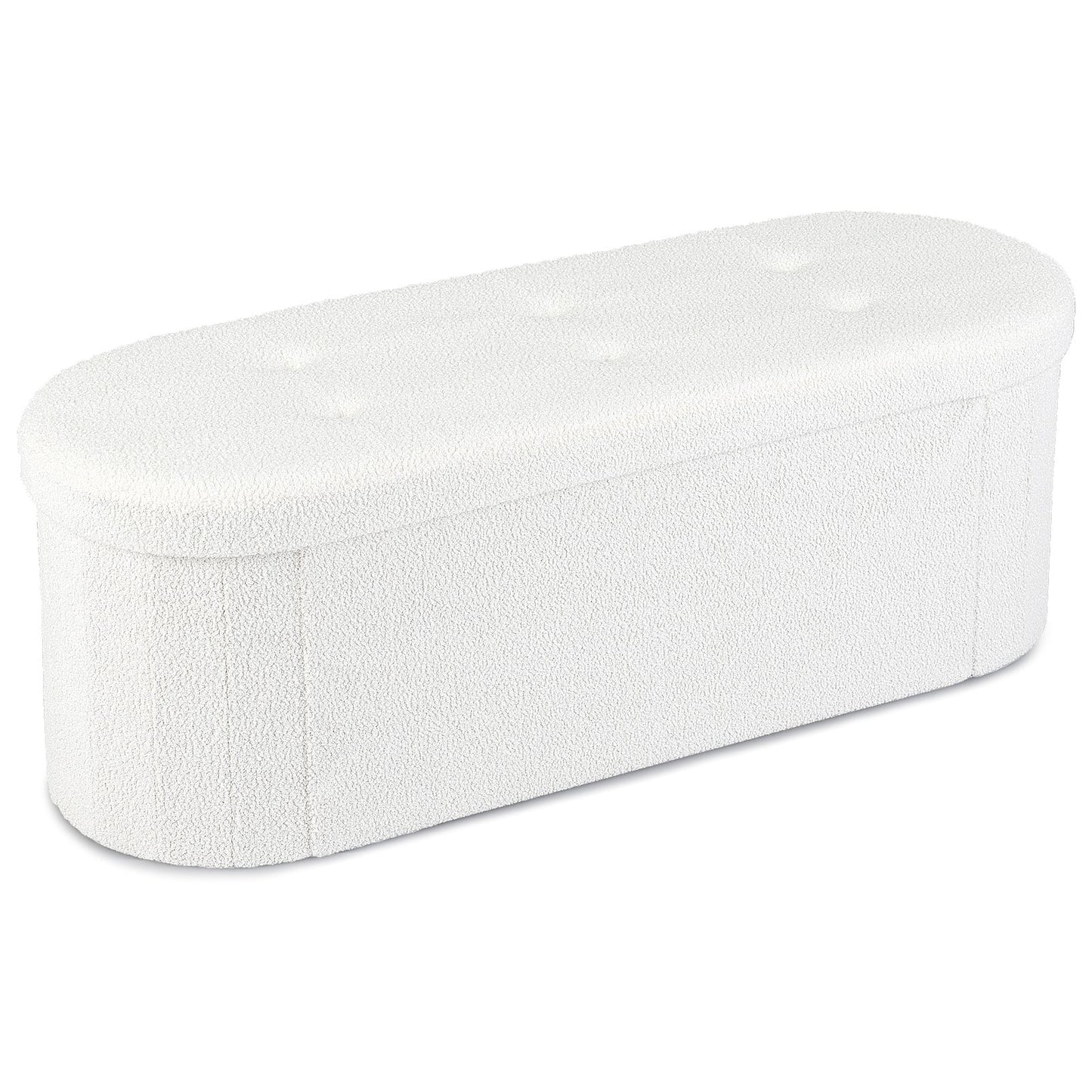109cm Oval Ottoman with Dividers and Storage-Beige
