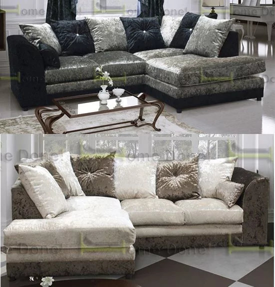 Serene Dual-Toned Crushed Velvet Corner Sofa Suite