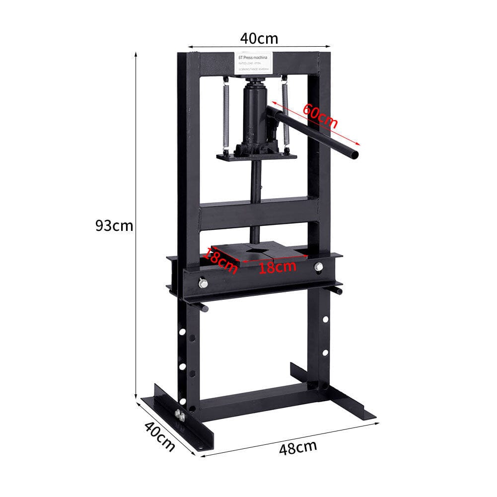 6 Ton Hydraulic H-Frame Shop Press Adjustable Working Table