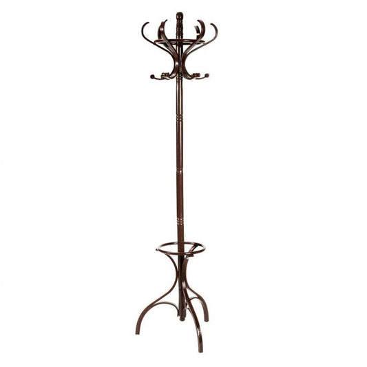 Practical Birch Coat Stand with 360° Rotating Top Tier for Jacket Red-Brown