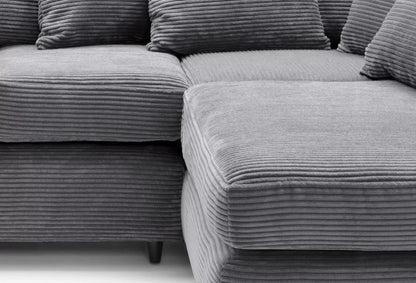 Jill Jumbo Corner Sofa - Grey-Right Facing