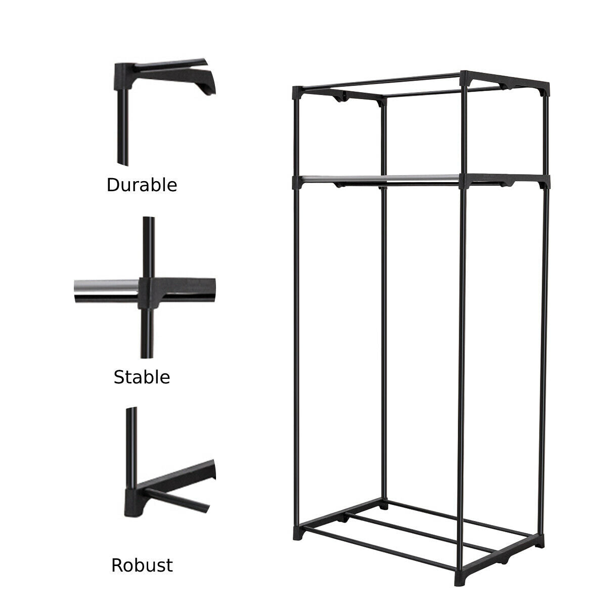 Single Canvas Wardrobe with Dust-proof Cover-Black