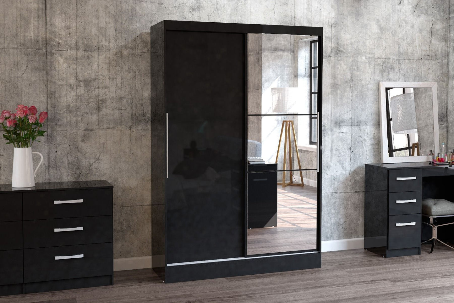 Birlea Lynx 2 Door Mirrored Sliding Wardrobe - 5 Colours