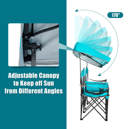 2-Person Folding Canopy Chairs with Sun Shade for Beach