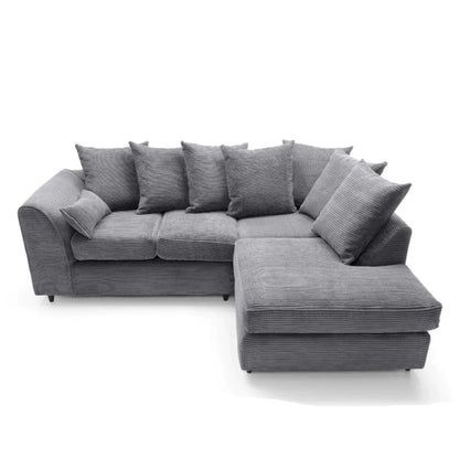 Jumbo Cord Grey Corner Sofa