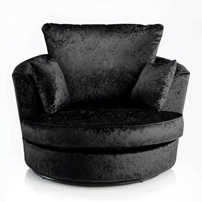 Classic Design Crushed Velvet Corner Sofa - Black