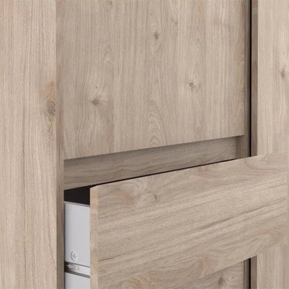 Classic Design Sliding Door Wardrobe with 3 Drawers - Jackson Hickory Oak