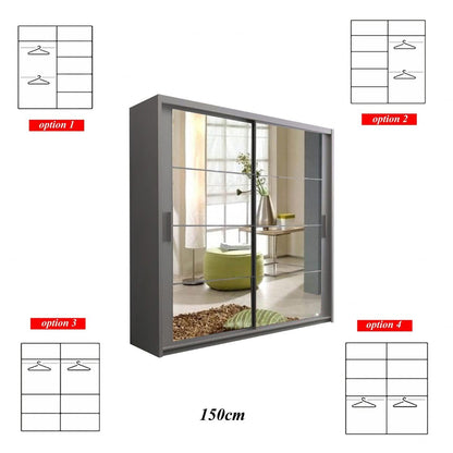 Deltum Sliding Door Wardrobe - Black, White, Grey