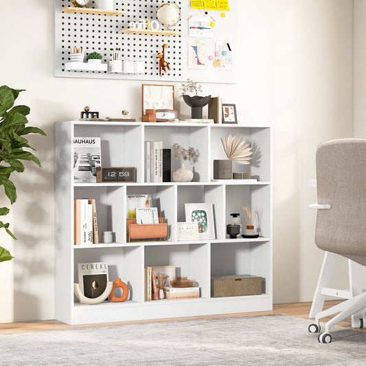 10-Cube Bookshelf Freestanding Storage Organizer with 2 Anti-Tipping Kits-White