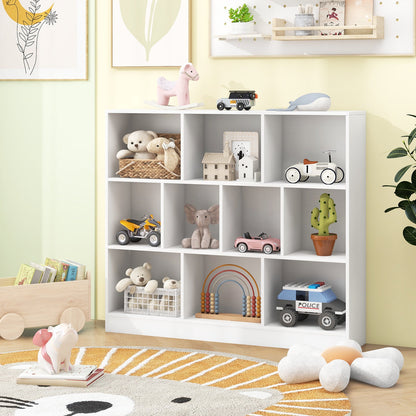 10-Cube Bookshelf Freestanding Storage Organizer with 2 Anti-Tipping Kits-White