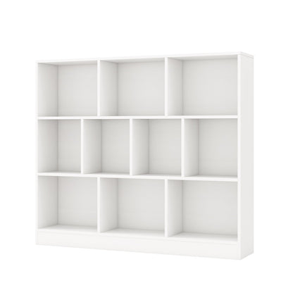 10-Cube Bookshelf Freestanding Storage Organizer with 2 Anti-Tipping Kits-White