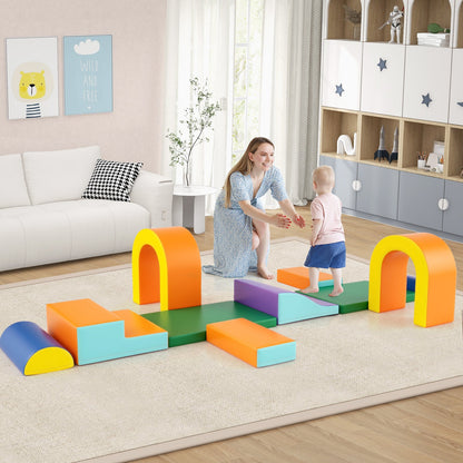 10-Piece Foam Climbing Blocks for Crawling Climbing and Sliding-Orange