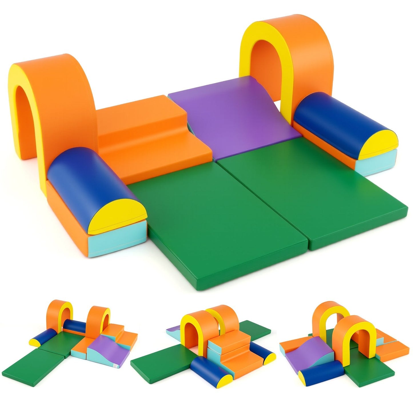 10-Piece Foam Climbing Blocks for Crawling Climbing and Sliding-Orange