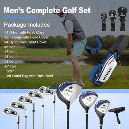Set 10 Pieces Men's Complete Golf Clubs Package