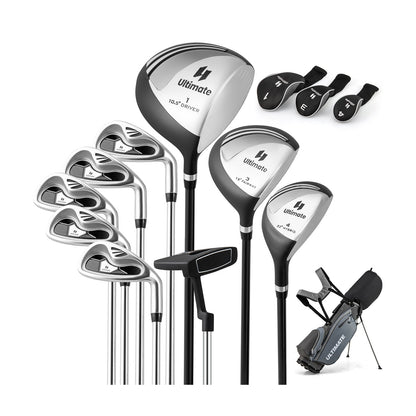 Complete Golf Club Package Set with oversize aluminum driver for Outdoor Use-Grey