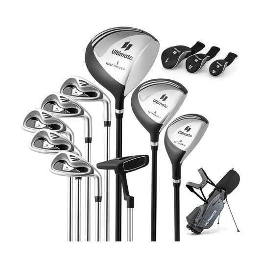 Complete Golf Club Package Set with oversize aluminum driver for Outdoor Use-Grey