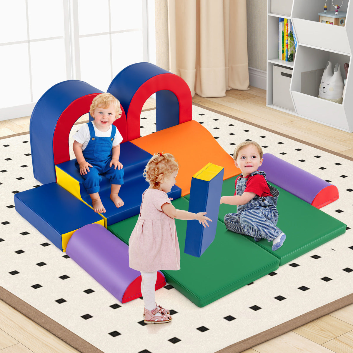 10-Piece Foam Climbing Blocks for Crawling Climbing and Sliding-Multicolor