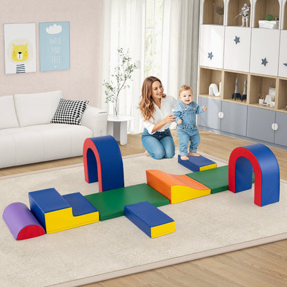 10-Piece Foam Climbing Blocks for Crawling Climbing and Sliding-Multicolor