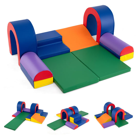 10-Piece Foam Climbing Blocks for Crawling Climbing and Sliding-Multicolor