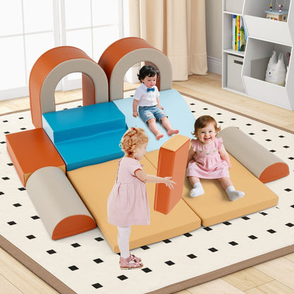 10-Piece Foam Climbing Blocks for Crawling Climbing and Sliding-Coffee