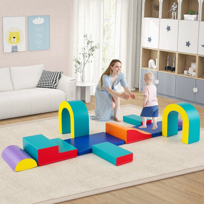 10-Piece Foam Climbing Blocks for Crawling Climbing and Sliding-Green